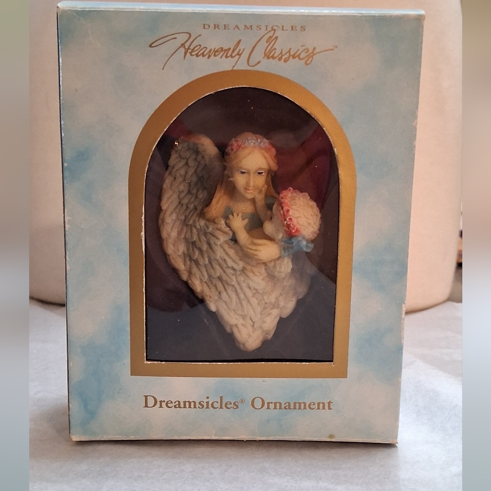 1996 Vintage Angel Ornament - Cream and Pink
